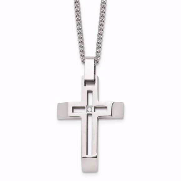 Other - Cross With CZ Necklace Stainless Steel